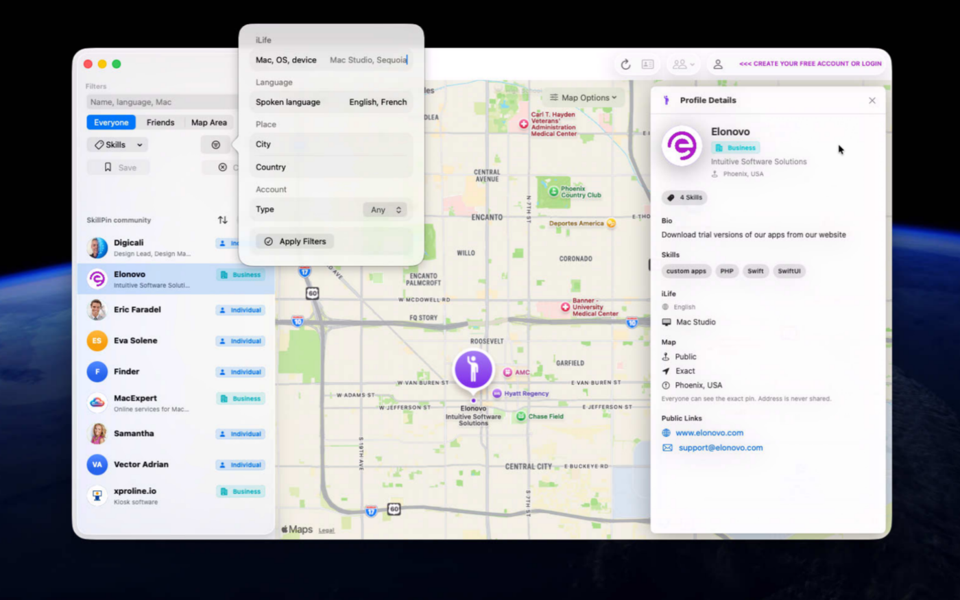 Discovery controls in SkillPin